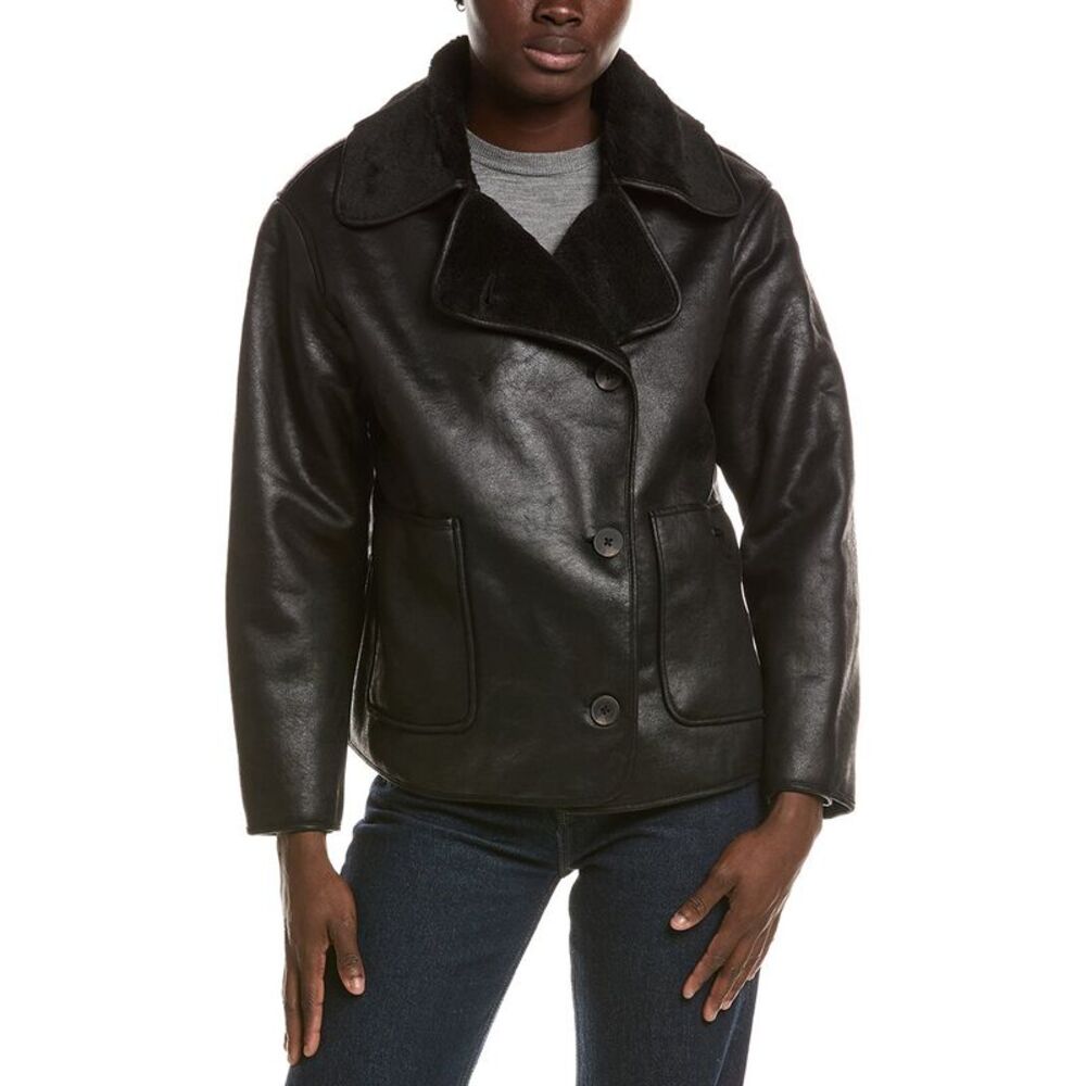 Noize Womens  Laurence Vegan Leather Coat, Black